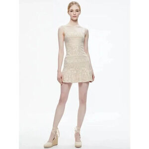 Alice + Olivia Kaidra Square Neck Embroidered Mini Dress